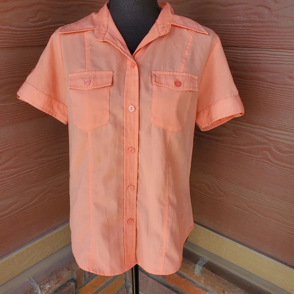 Joanna Vintage Size Small Peach Women's Buttondown - Picture 5 of 11